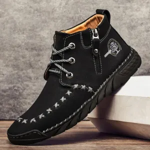 2023 spring mid-top Martin boots large size hand-stitched zipper leather boots