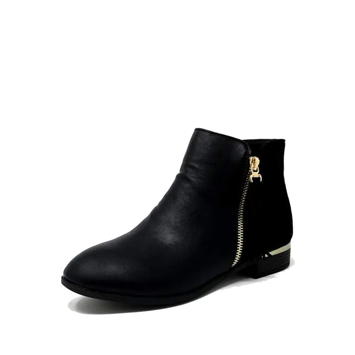 Addie Side Gold Zip Tassle Ankle Boot