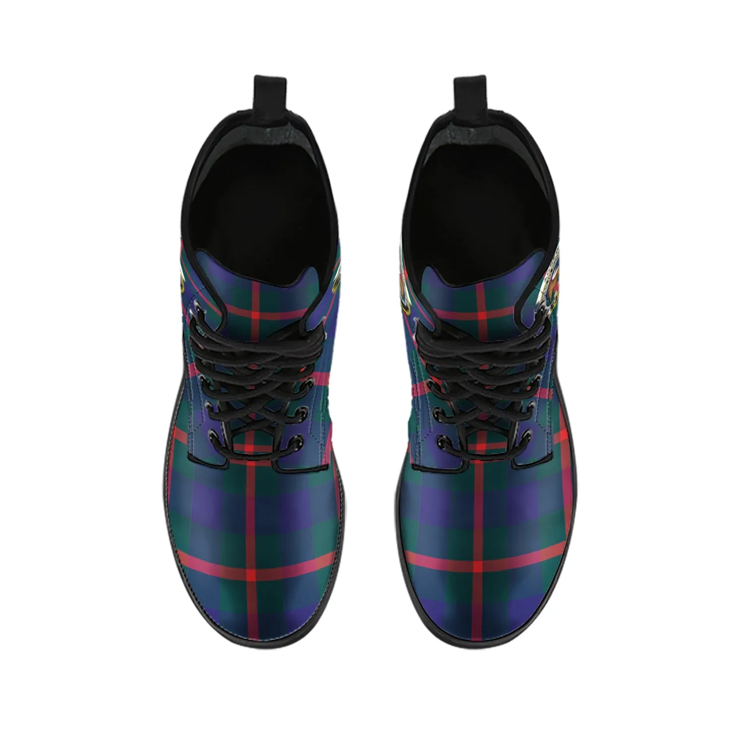 Agnew Tartan Leather Boots with Family Crest