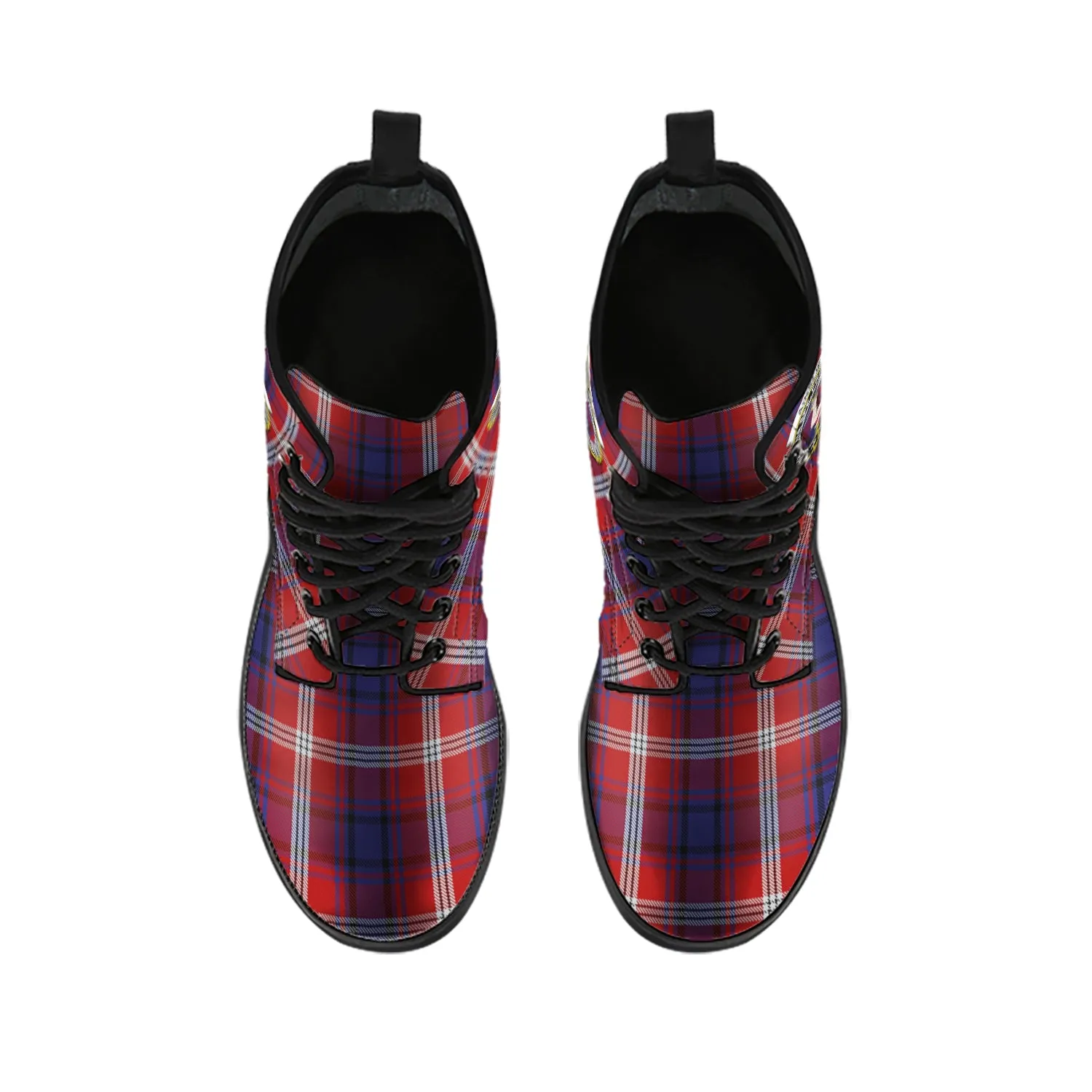 Ainslie Tartan Leather Boots with Family Crest