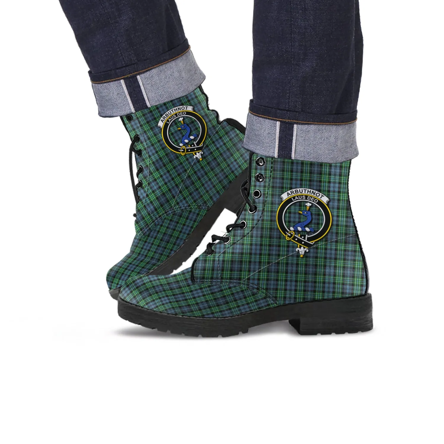 Arbuthnot Tartan Leather Boots with Family Crest