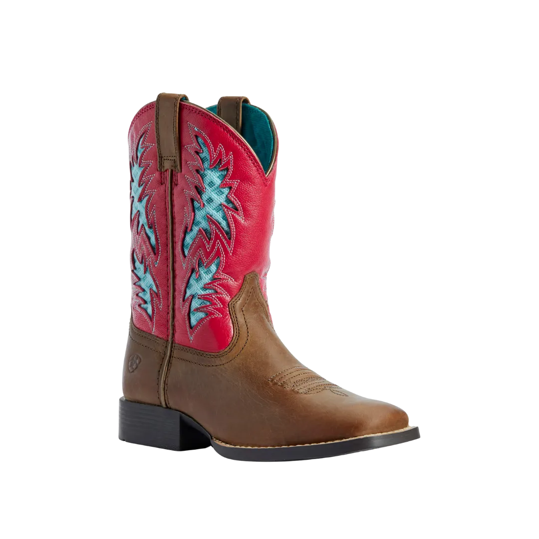 Ariat Kid's VentTEK Western Cowboy Brown & Hot Pink Boots