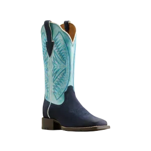 Ariat Women's Round Up Ruidoso Western Midnight In Marfa Roughoutcoastal Blue Boot