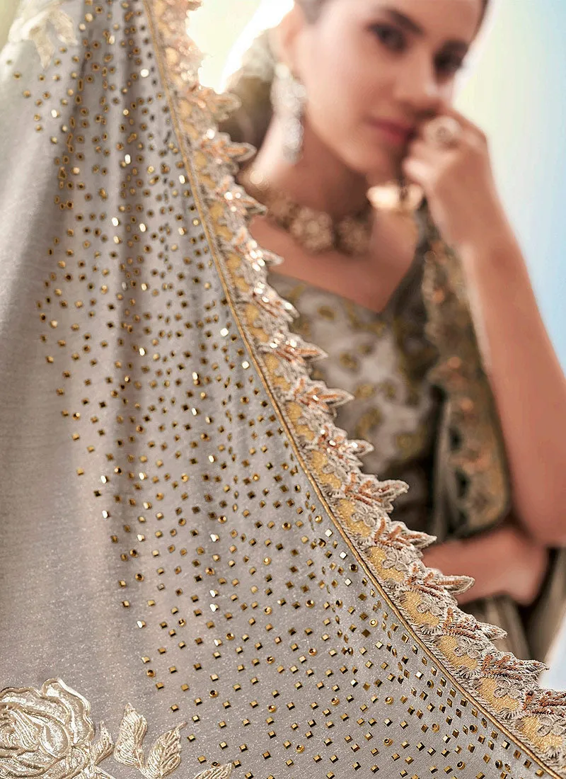 Beige Multi Embroidered Saree