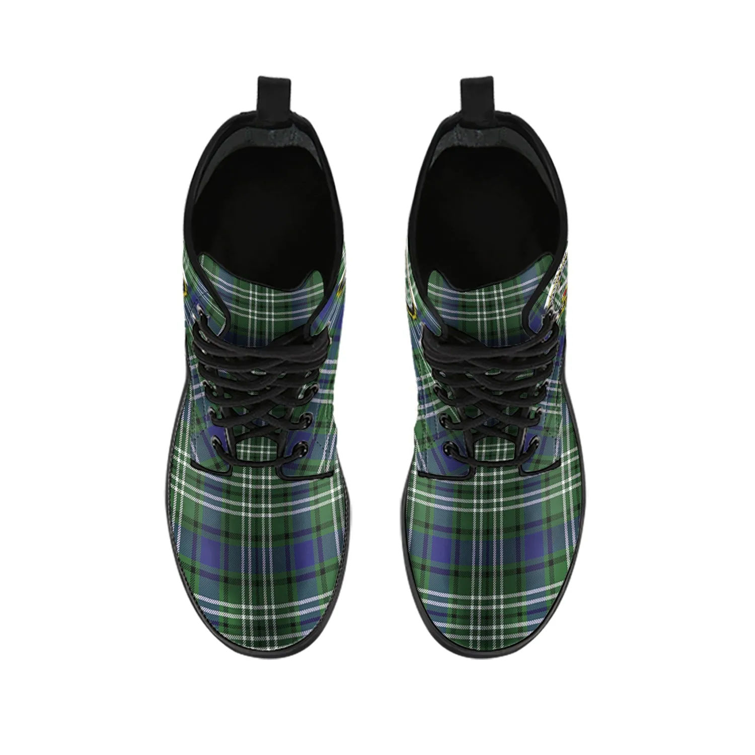 Blyth Tartan Leather Boots with Family Crest