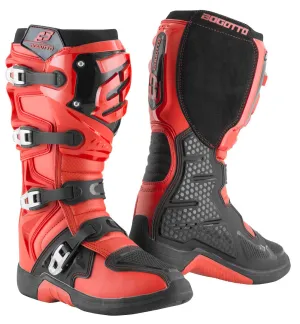 Bogotto MX-6 Motocross Boots with Shin Guard, Red/Black