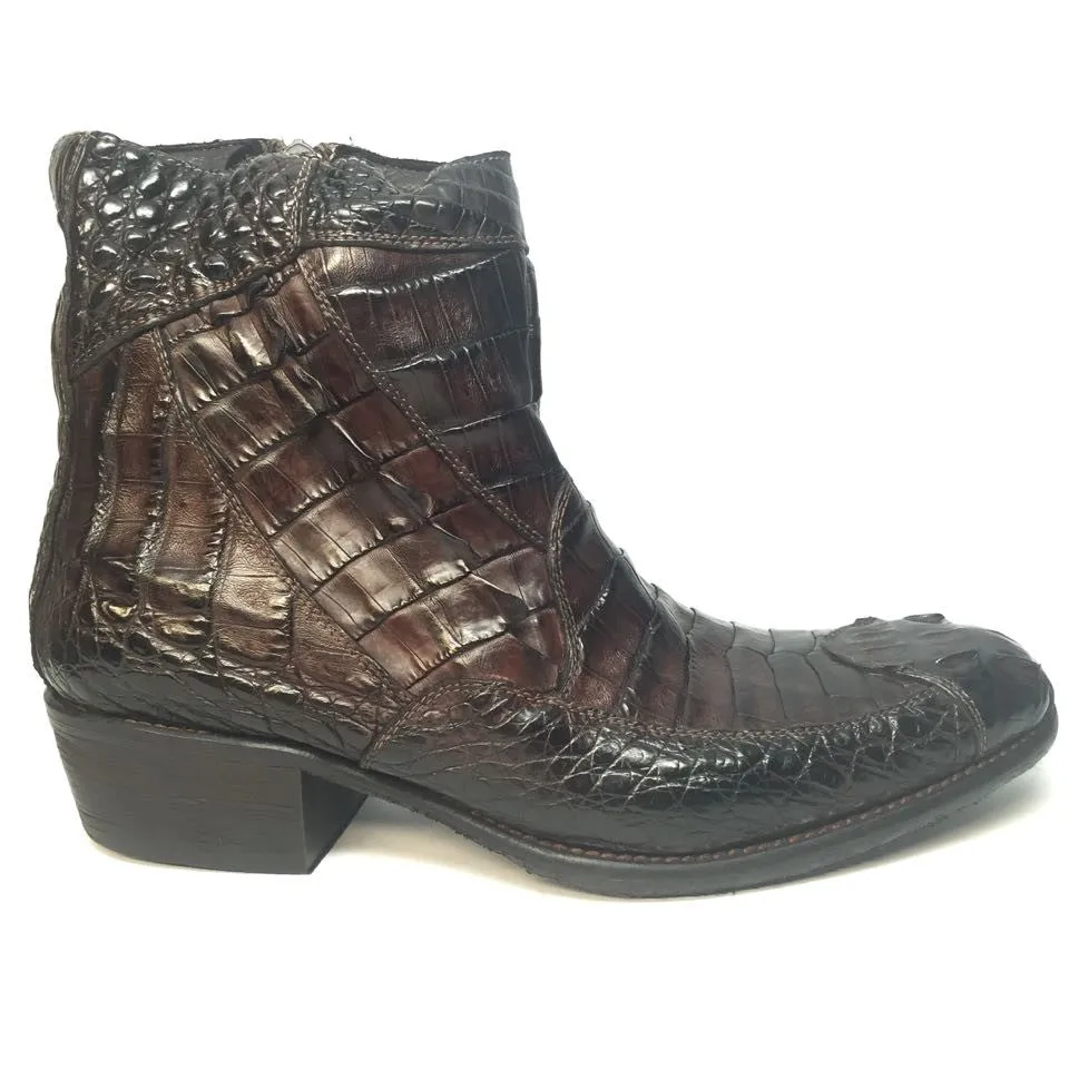 Calzoleria Toscana Brown Horn-back Crocodile Ankle Boots