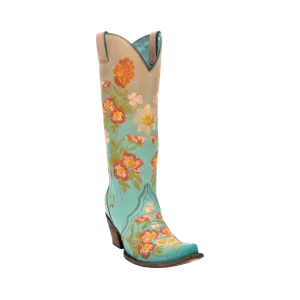 Corral Boots Women's floral Embroidery Cowboy Turquoise Orange Boots