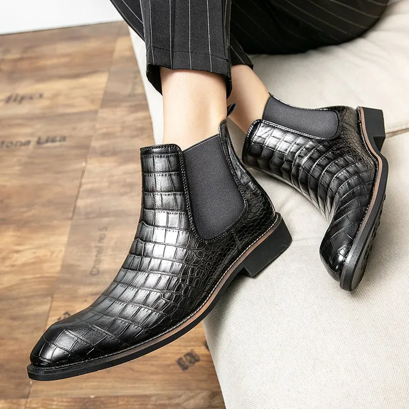 CrocGlam Retro Crocodile Pattern High Top Boots