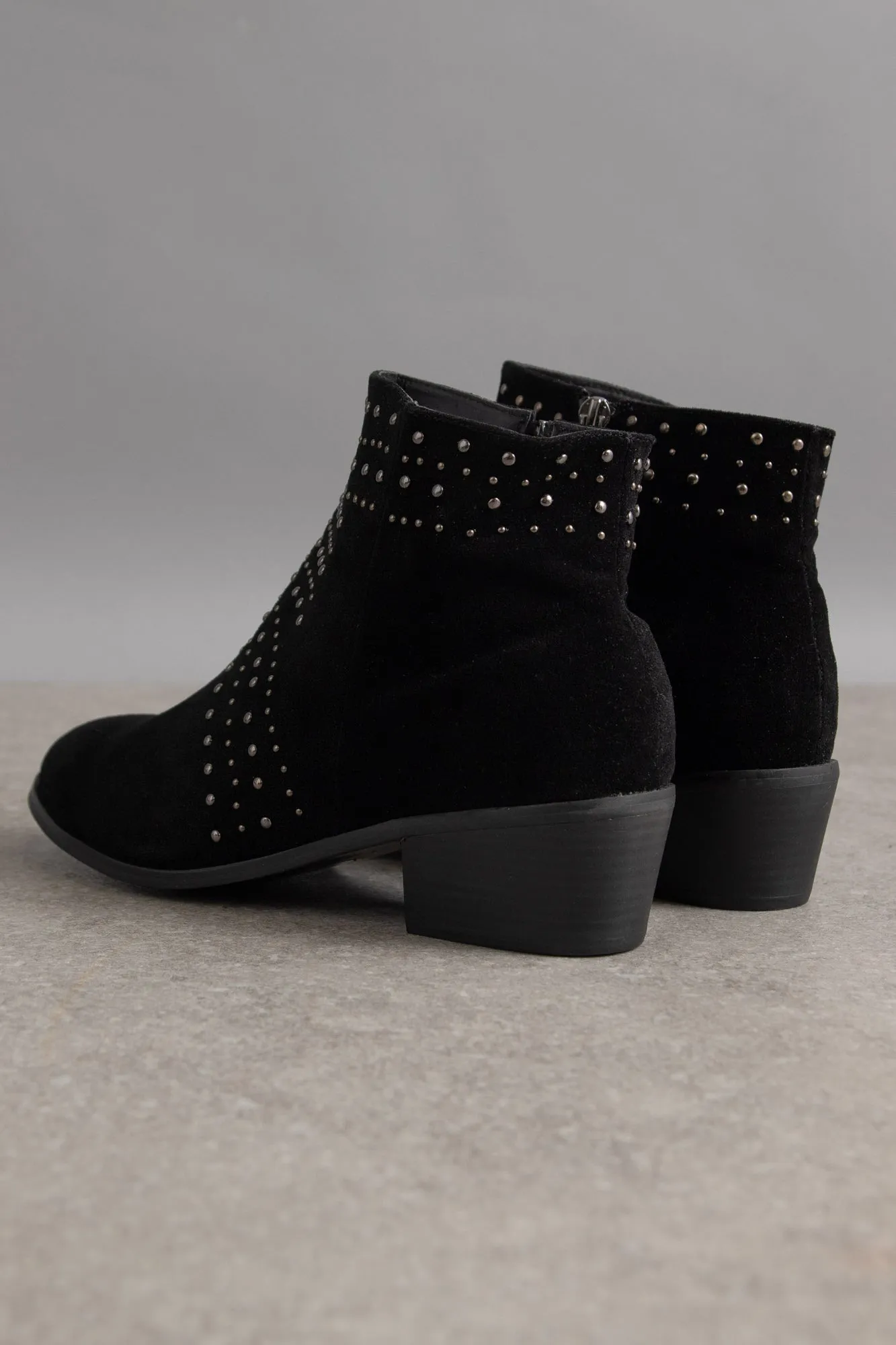 Daisy Street Studded Black Heeled Ankle Boots