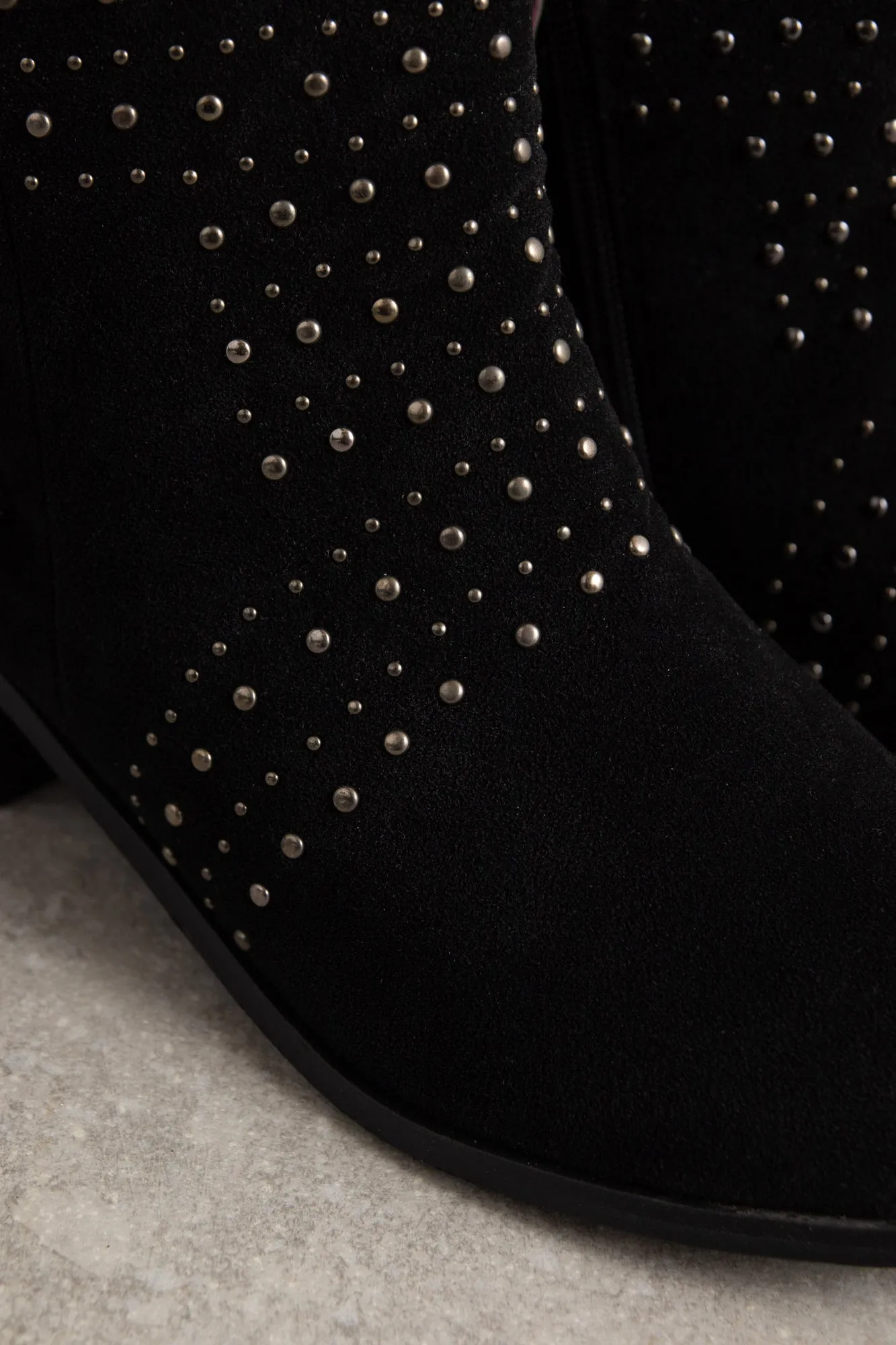 Daisy Street Studded Black Heeled Ankle Boots