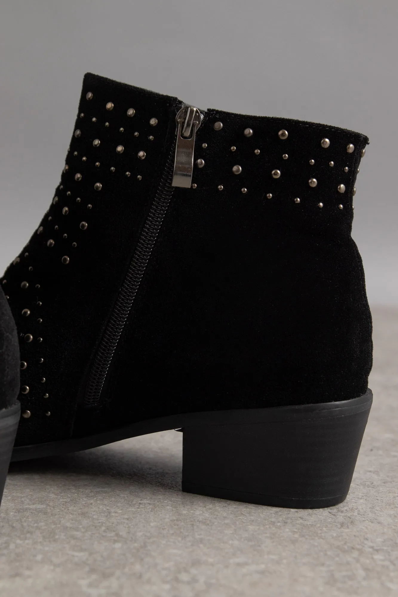 Daisy Street Studded Black Heeled Ankle Boots