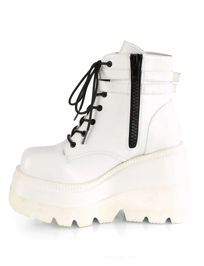 DEMONIA SHAKER 52 BOOTS - WHITE VEGAN LEATHER