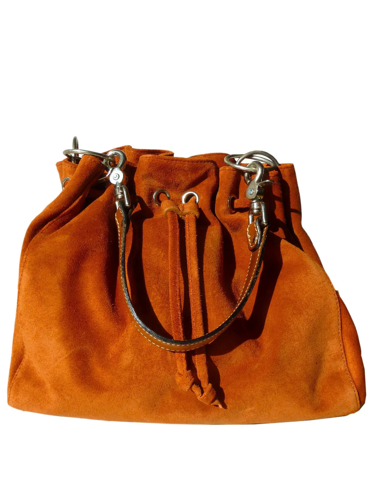 Draw String Hobo Pouch Suede Chocolate