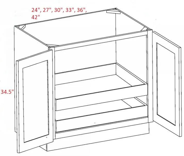 EB02-B27-POS2-FH Elegant Smokey Gray Assembled 27" Base Cabinet With Roll Outs