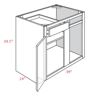 EB02-BLB42/45 Elegant Smokey Gray Assembled Corner Base Cabinet