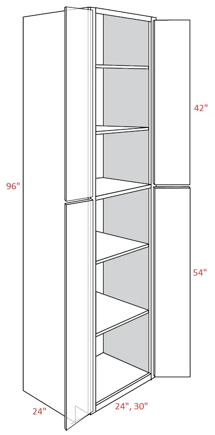 EB02-UC2424X96 Elegant Smokey Gray Assembled 24x96 Pantry Cabinet