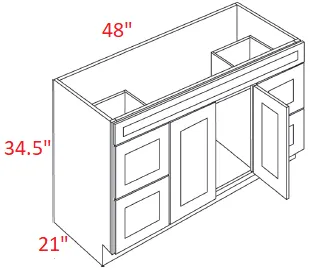 EB02-V4821DD Elegant Smokey Gray Assembled Vanity Sink Base cabinet