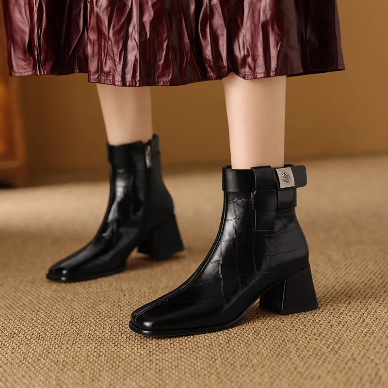 ElegantLuxe Chic Zipper High Heel Boots