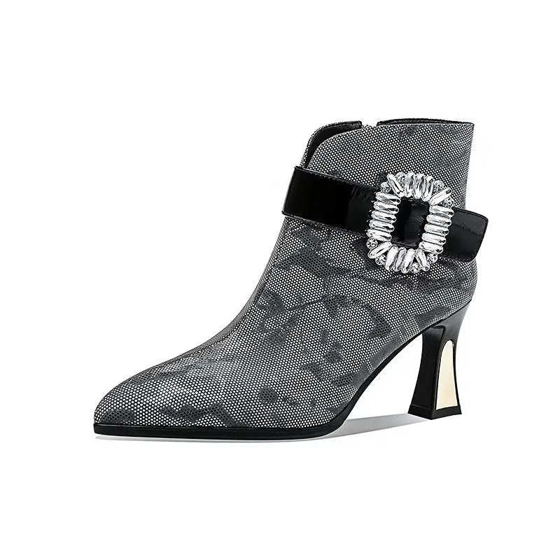 Exotic Serpent-Printed Chic High Heeled Boots