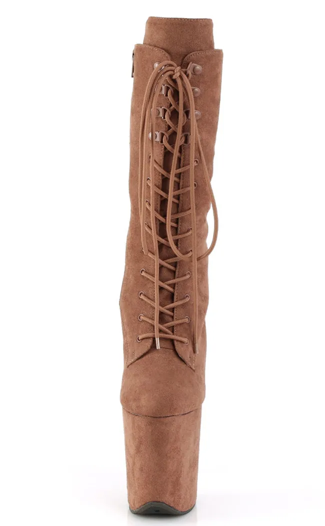 FLAMINGO-1050FS Caramel Suede Mid Calf Boots