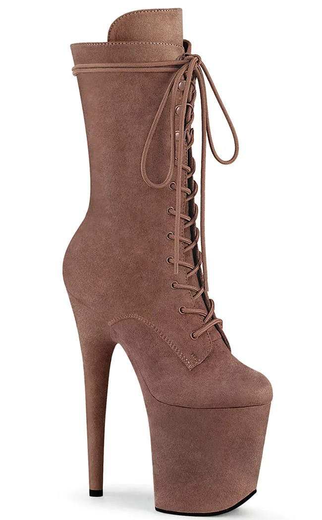 FLAMINGO-1050FS Caramel Suede Mid Calf Boots