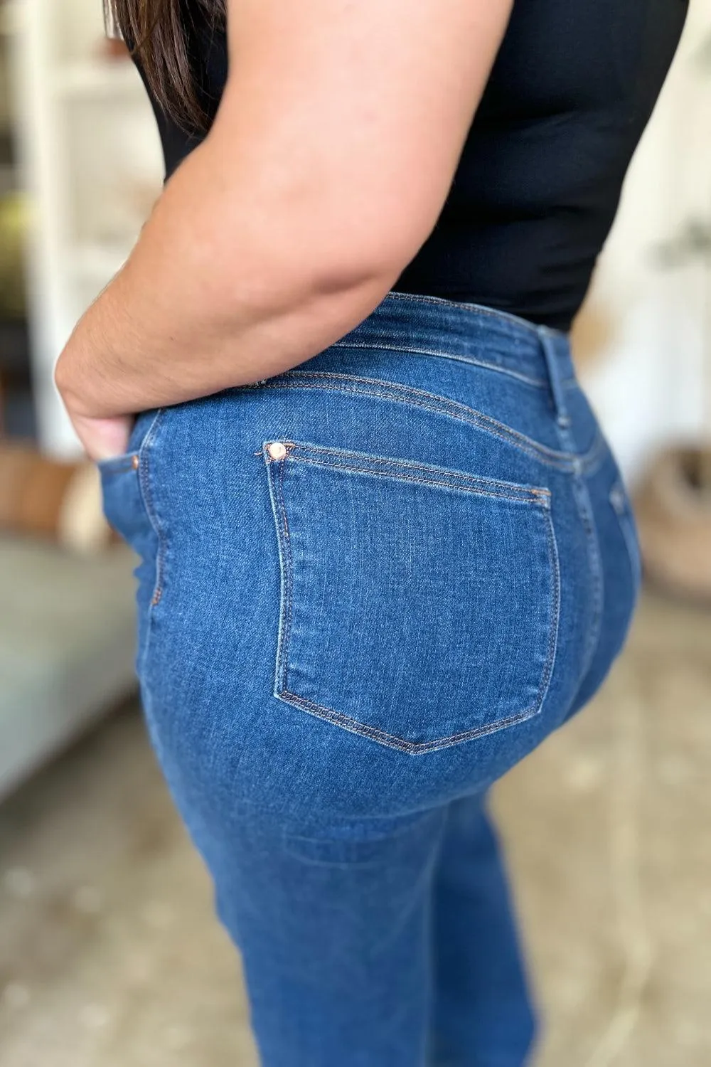 Full Size High Rise Straight Jeans