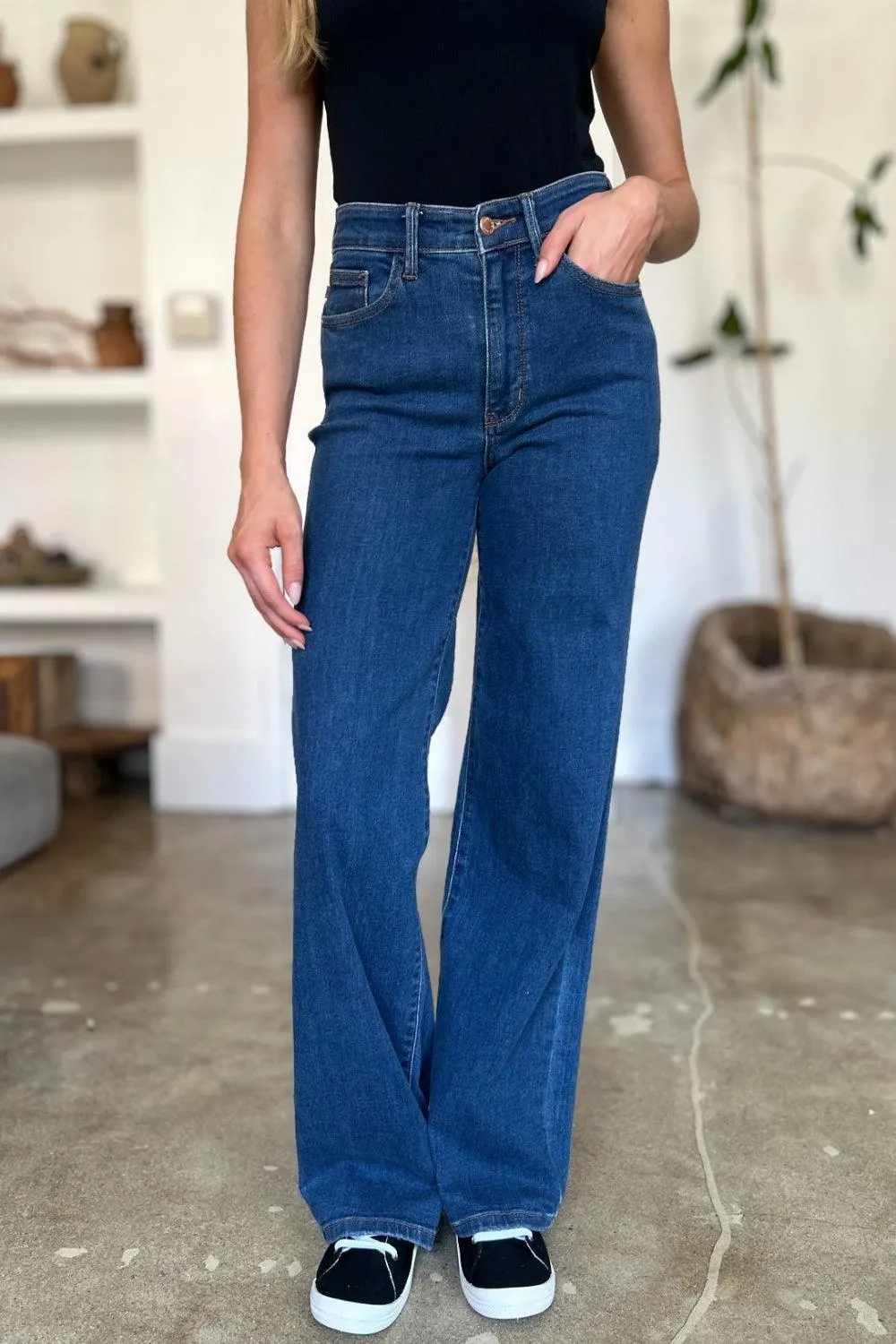 Full Size High Rise Straight Jeans