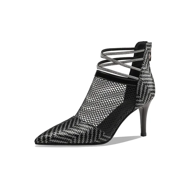 GlamNet Fish Scale Leather Ankle Boots