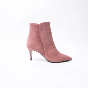 Heeled Booties in Pink Suede