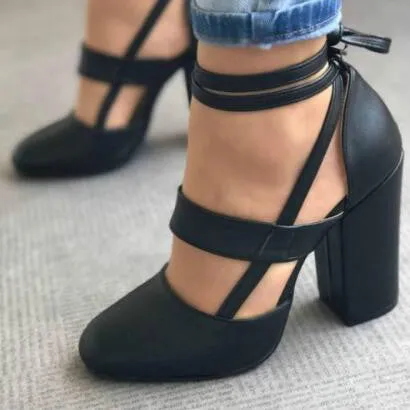 High heel thick heel strap sandals