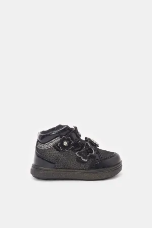 Infant  Girls Black Material Block High-Top