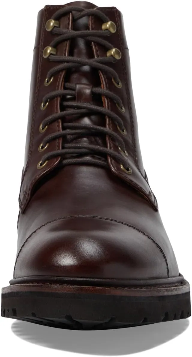 Johnston & Murphy Collection Dudley Lug Cap Toe Boot in Dark Brown Full Grain