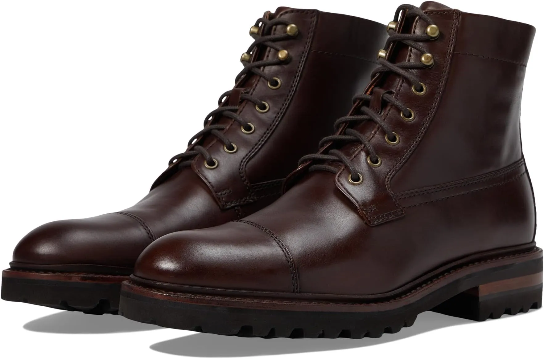 Johnston & Murphy Collection Dudley Lug Cap Toe Boot in Dark Brown Full Grain