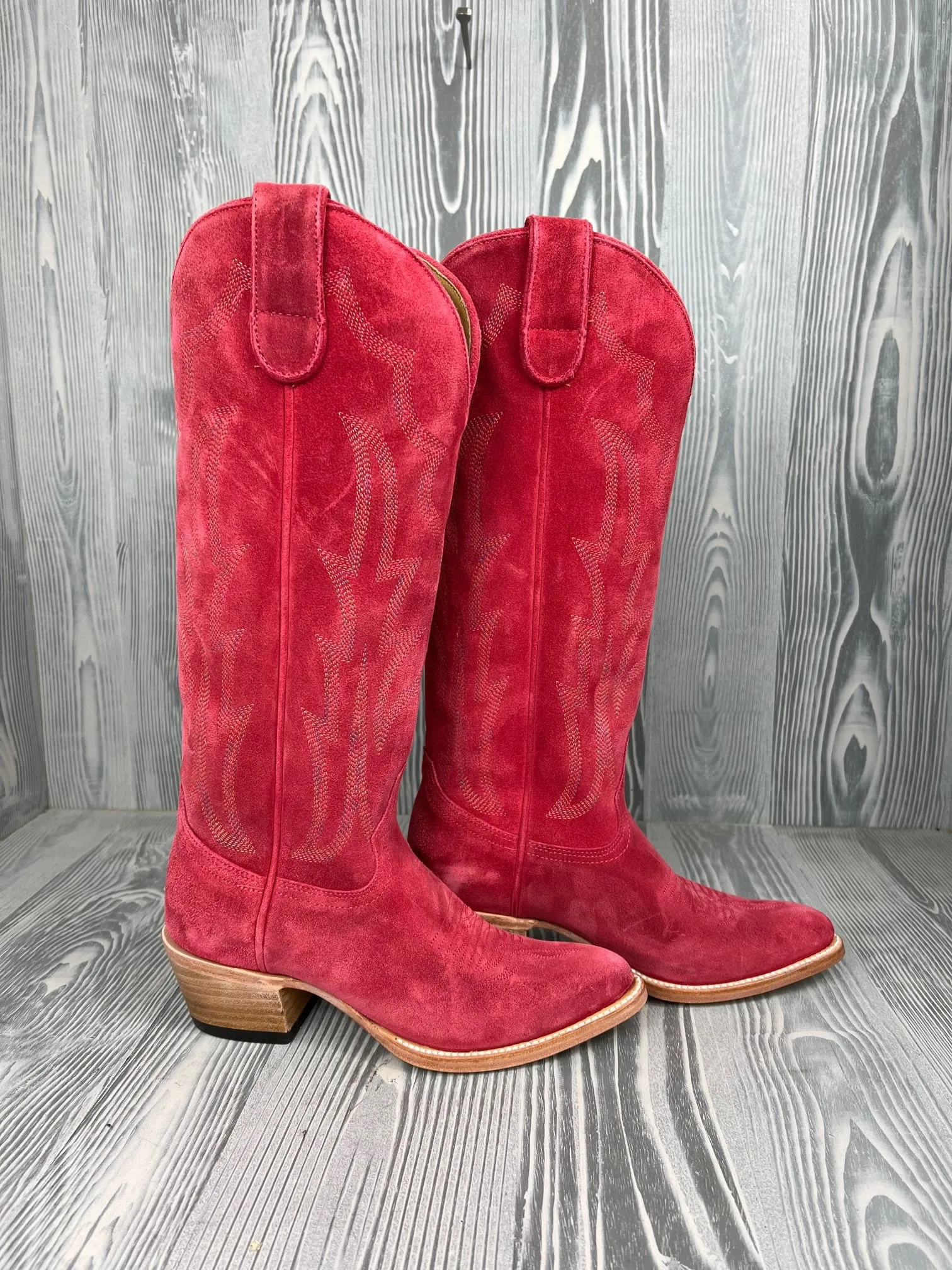 Ladies Macie Bean " If Karlee Were a Cowgirl" 15" Full Hot Pink Suede Boot - M5231