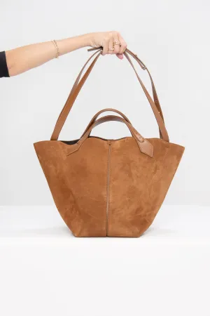 Large Chelsea Tote in Suede, Saddle