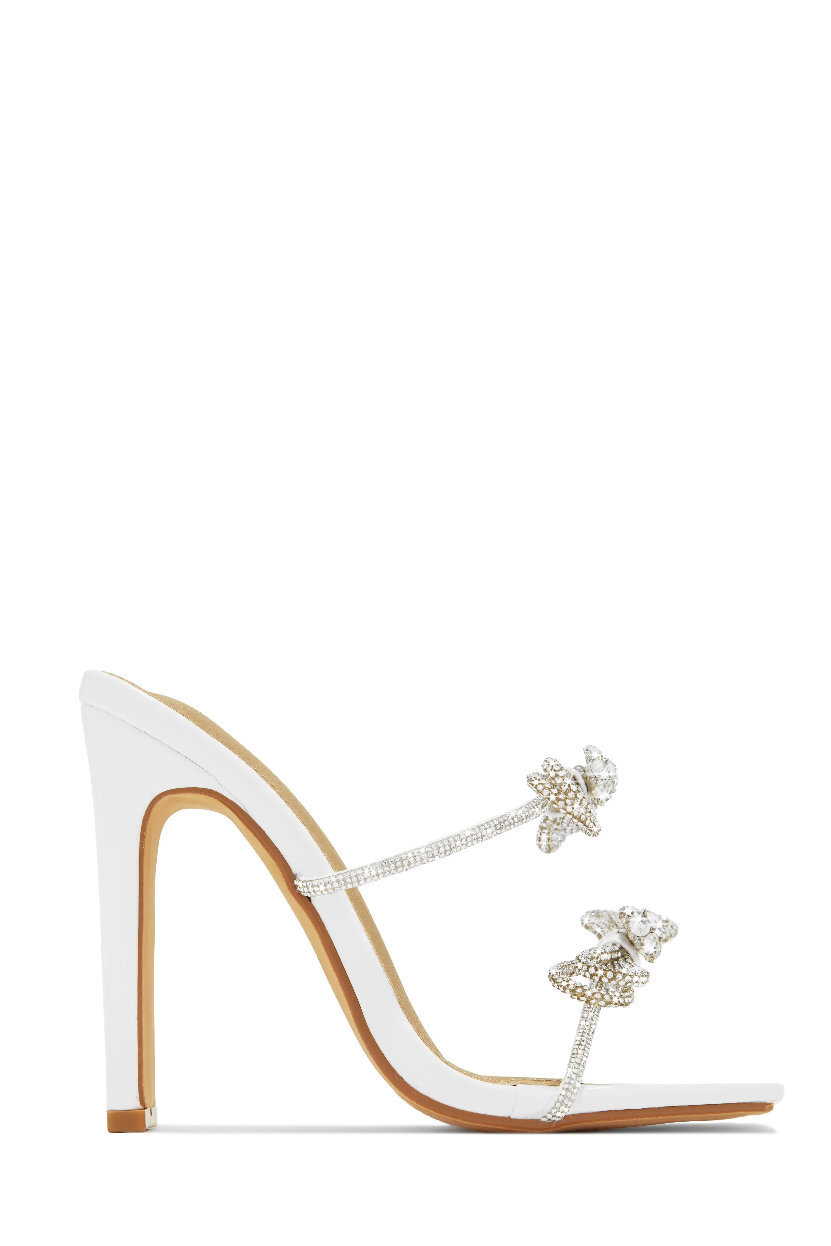 Life Is A Party Embellished High Heel Mules - White