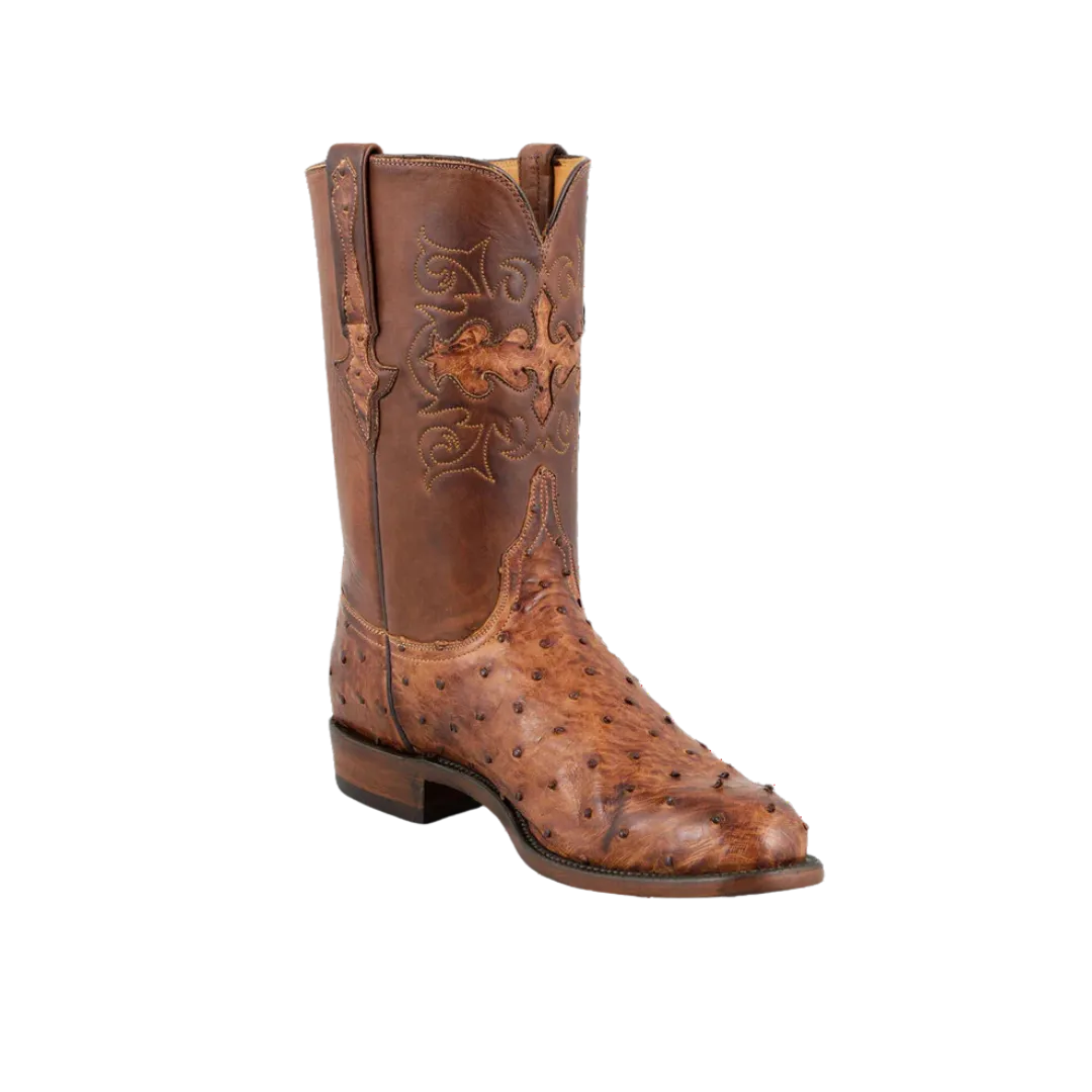 Lucchese Men's Full Quill Ostrich Roper Boots