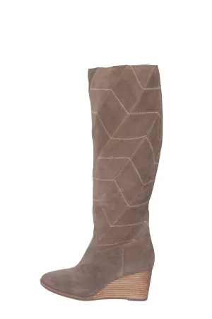 LUCKY PREEKA TALL WATER PROOF SUEDE CHEVRON STITCH BOOTS