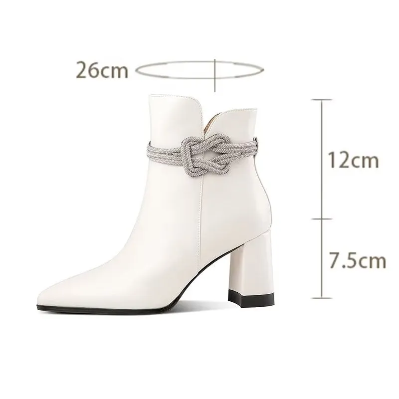 LuxeLeather Chic Pointed Toe High Heel Boots