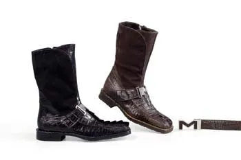 Mauri - 1113 Suede/Hornback Crocodile Boot