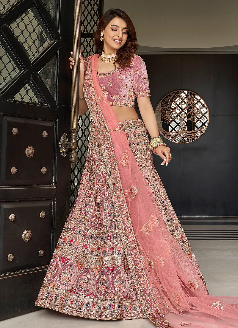 Mauve Purple Multi Embroidered Wedding Lehenga Choli