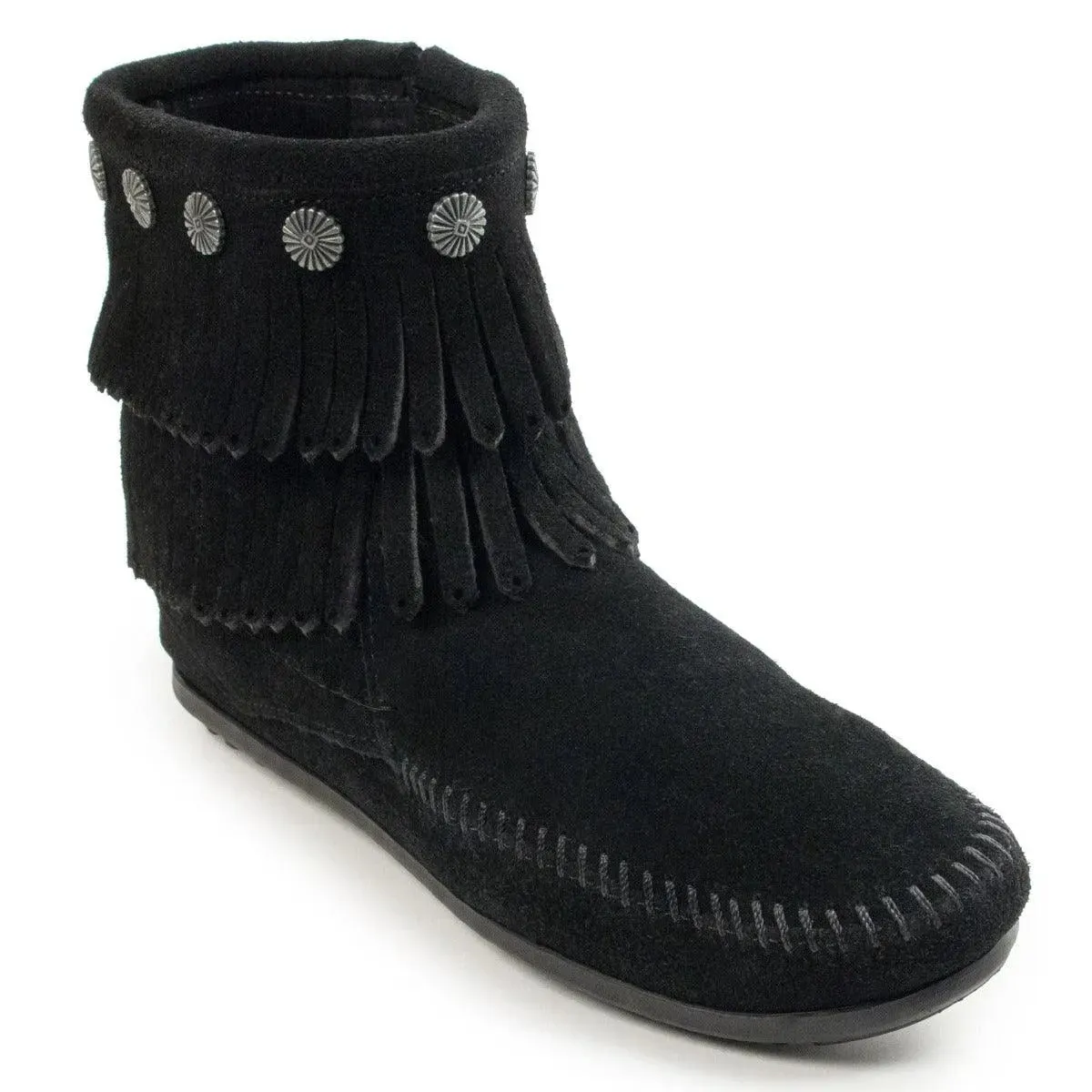 Minnetonka Double Fringe Side Zip Boot - Womens Boots