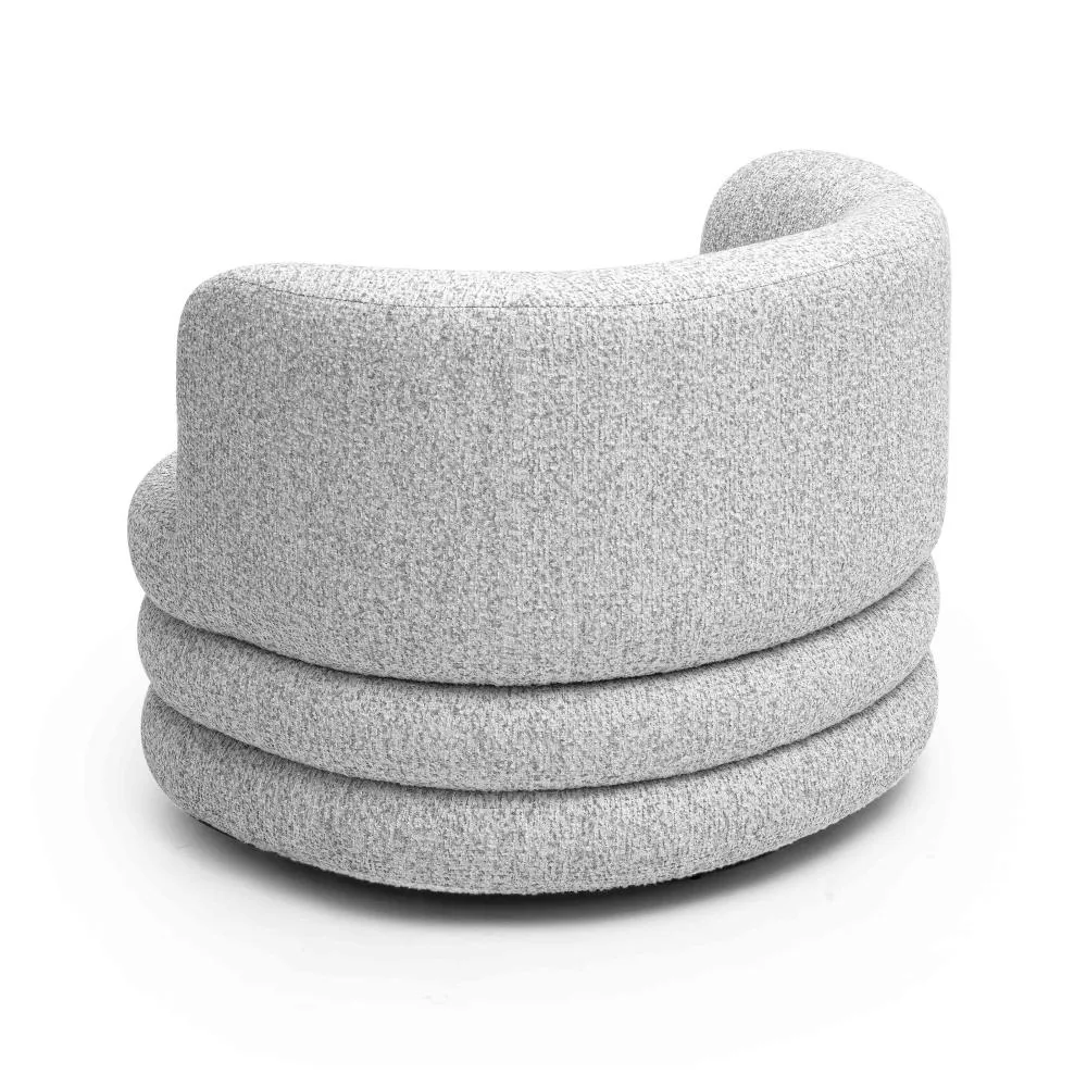 Modern Curved Tight Back & Seat Light Gray Fabric Swivel Lounge Chair