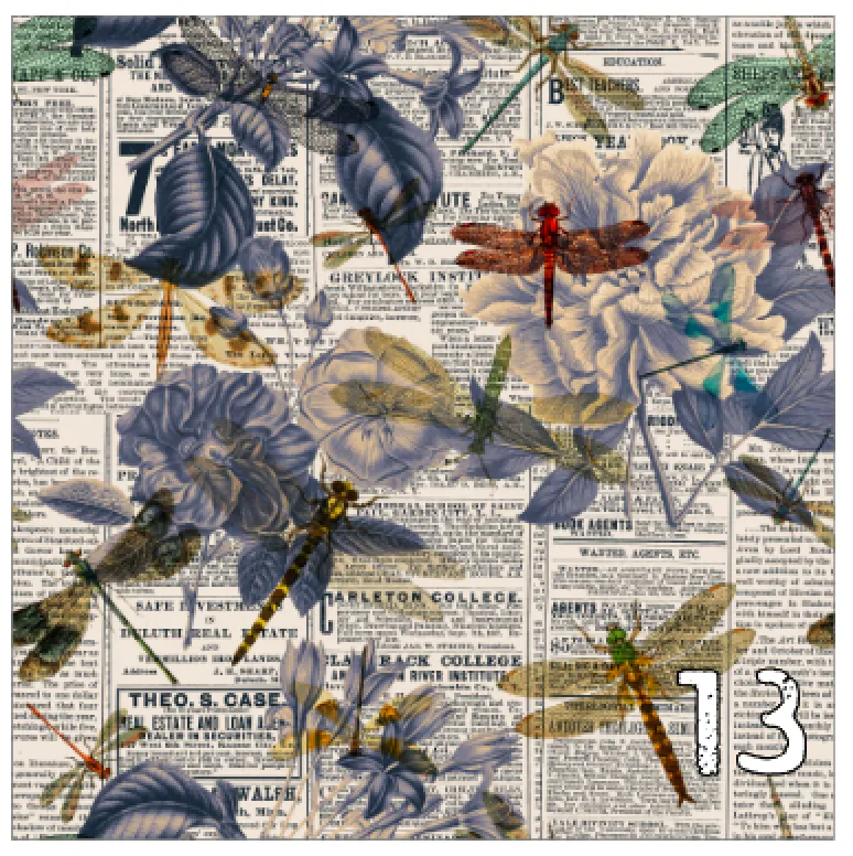 Printed Adhesive Vinyl VINTAGE DRAGONFLIES