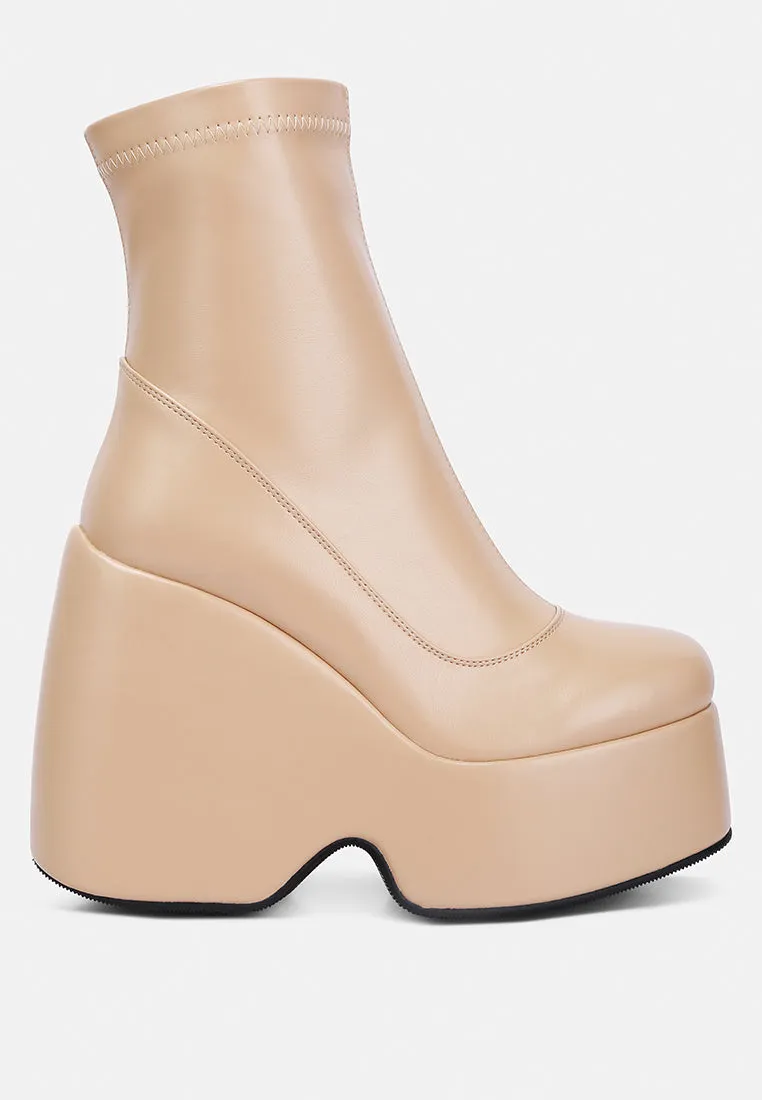 PURNELL Beige High Platform Ankle Boots