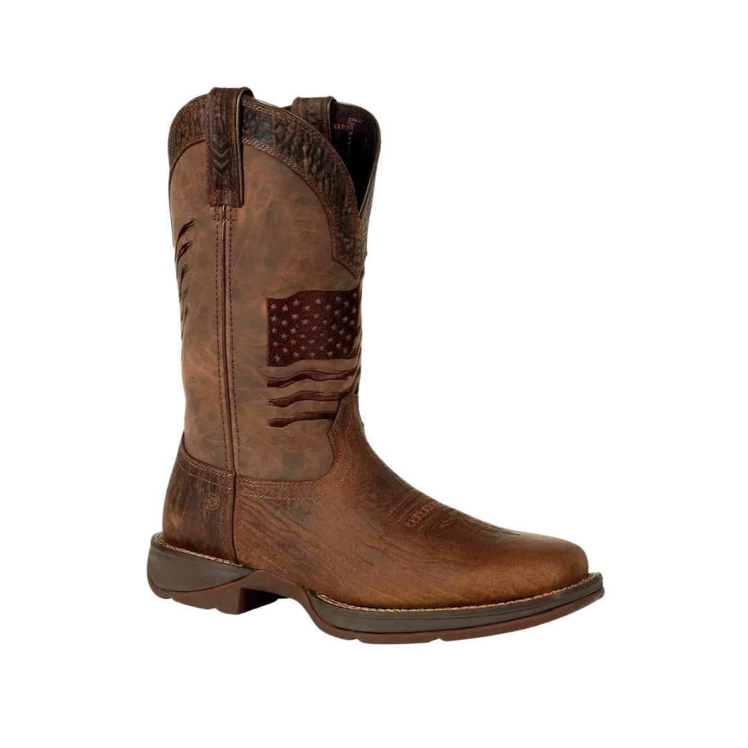 Rocky Boot Rebel Durango Men's Brown Distressed Flag Embroidery Boot