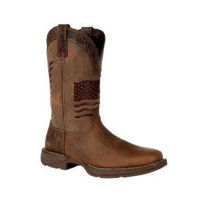 Rocky Boot Rebel Durango Men's Brown Distressed Flag Embroidery Boot