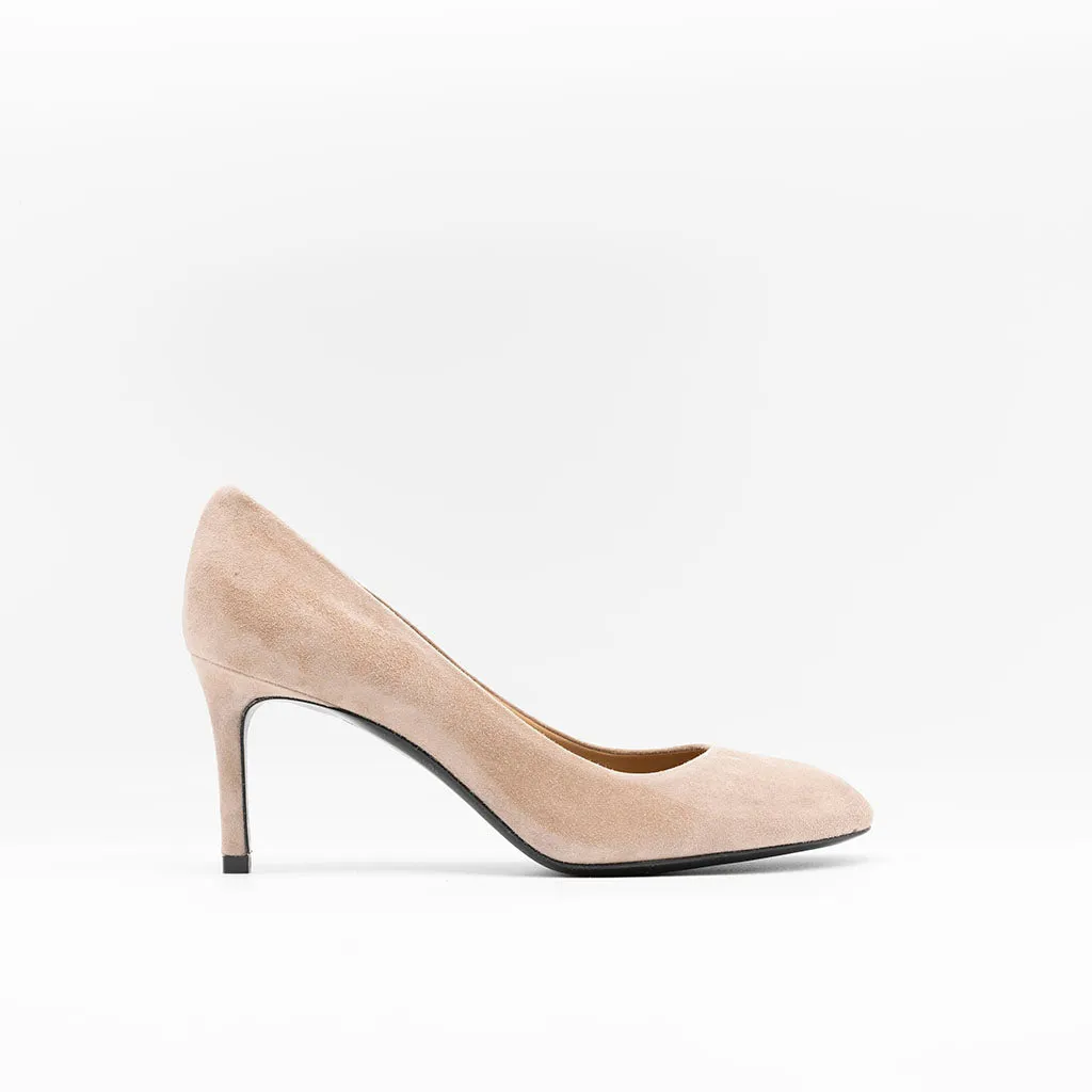 Round Toe Pumps Nude Suede