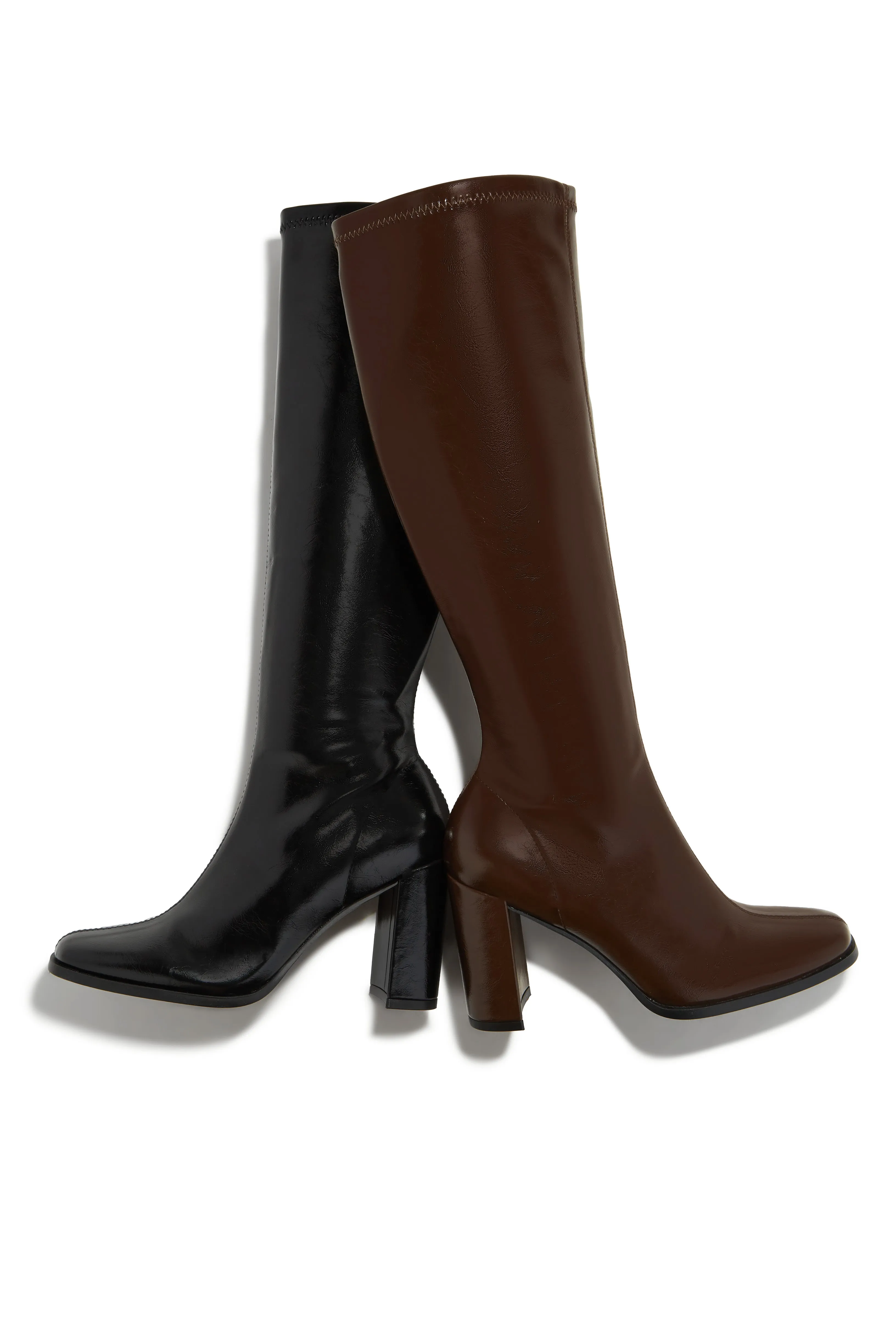 Rylee Block Heel Knee High Boots - Black